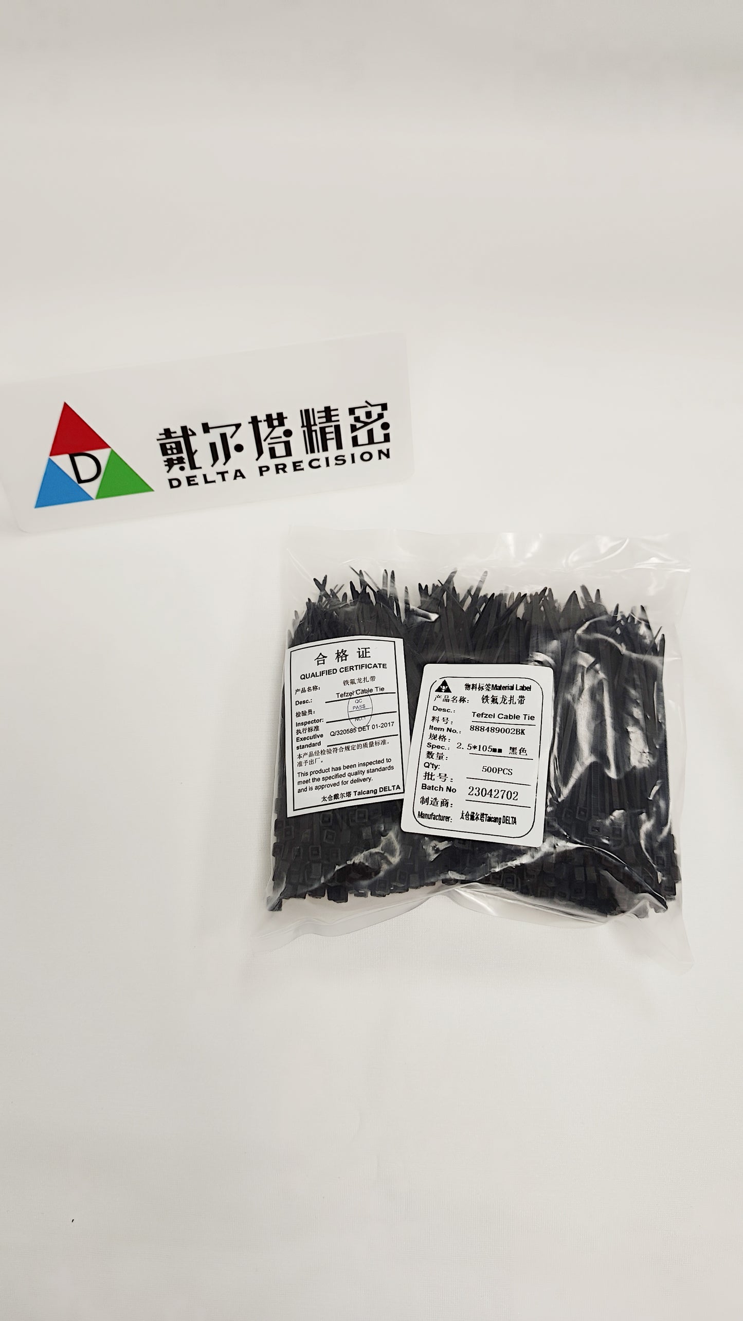 Delta High-Low Temp Tefzel Cable Tie black 4.13 in (2.5mm x 105mm) 1000/PKG NEW